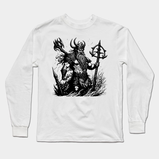 Scandinavian Viking at the sea Long Sleeve T-Shirt by lkn